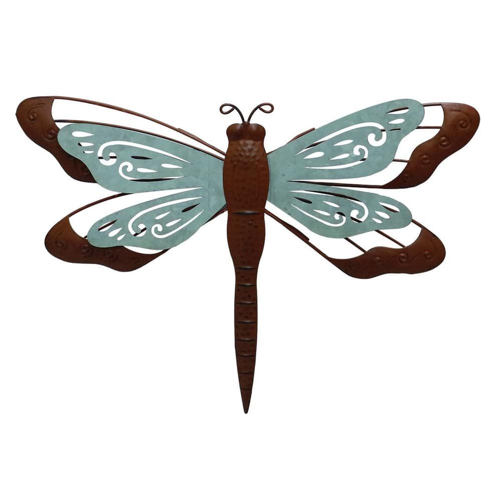 MICA Wanddekoobjekt Wanddeko - Libelle in Rostoptik - ca. 45 x 3 x 32 cm
