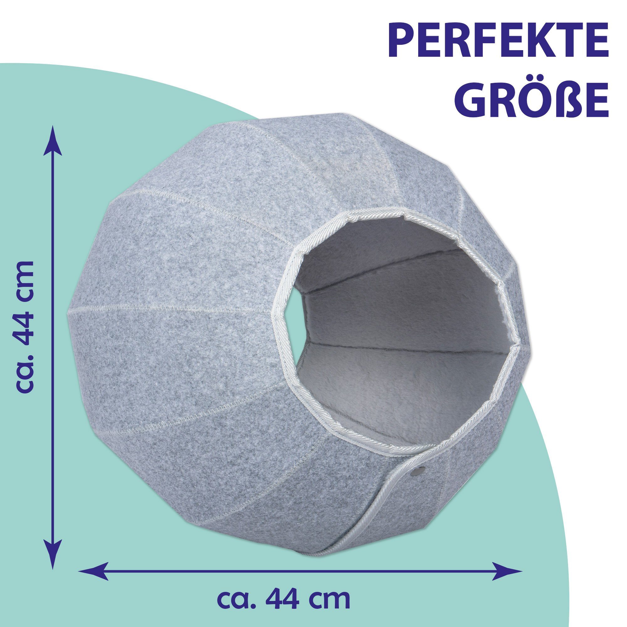 Bestlivings Tierhöhle Katzenbett Kugel Ø44cm, Katzenhöhle - Katzenkorb, faltbares Katzenbett Höhle für Katzen