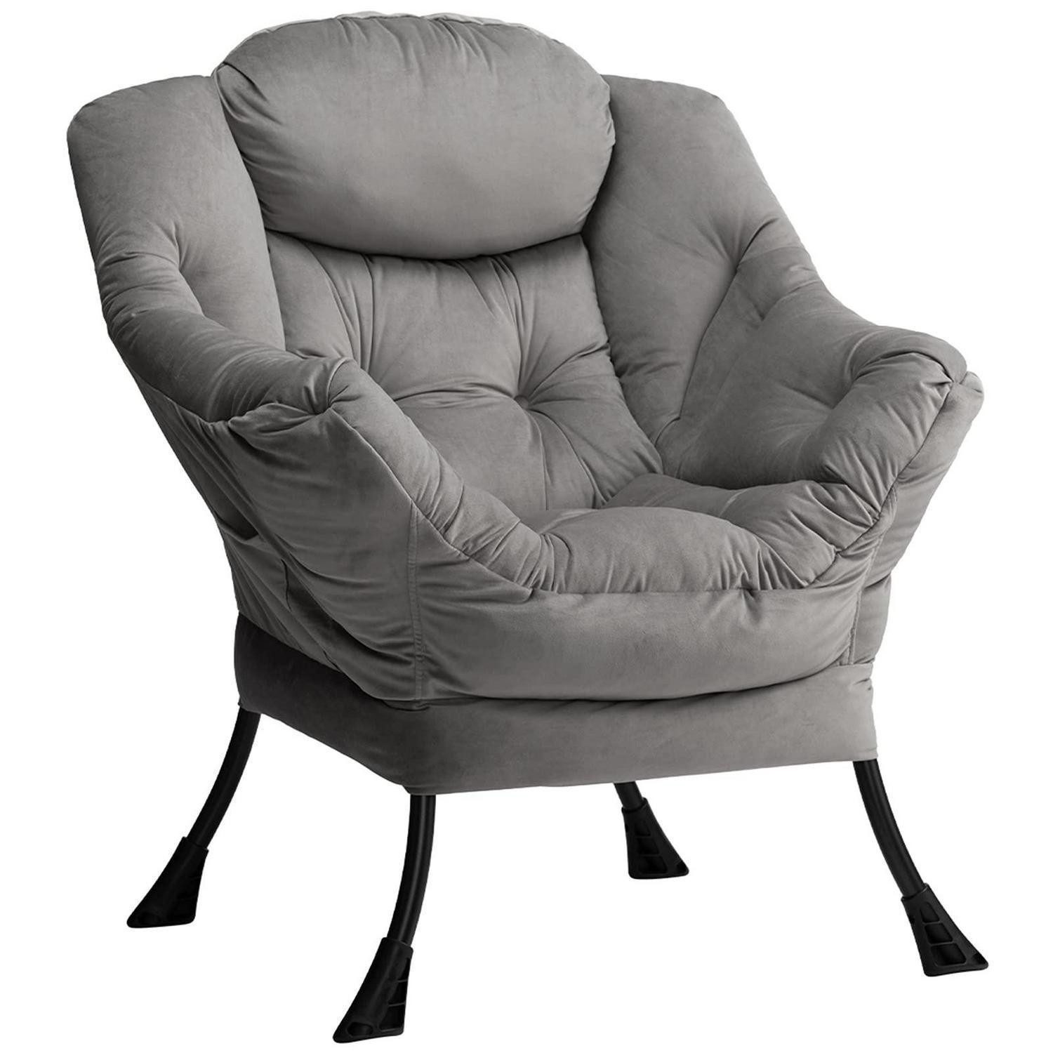 LuxusKollektion Ohrensessel Ohrensessel Relaxsessel Lesesessel Samt Wohnzimmer Dunkelgrau2 (1-St)