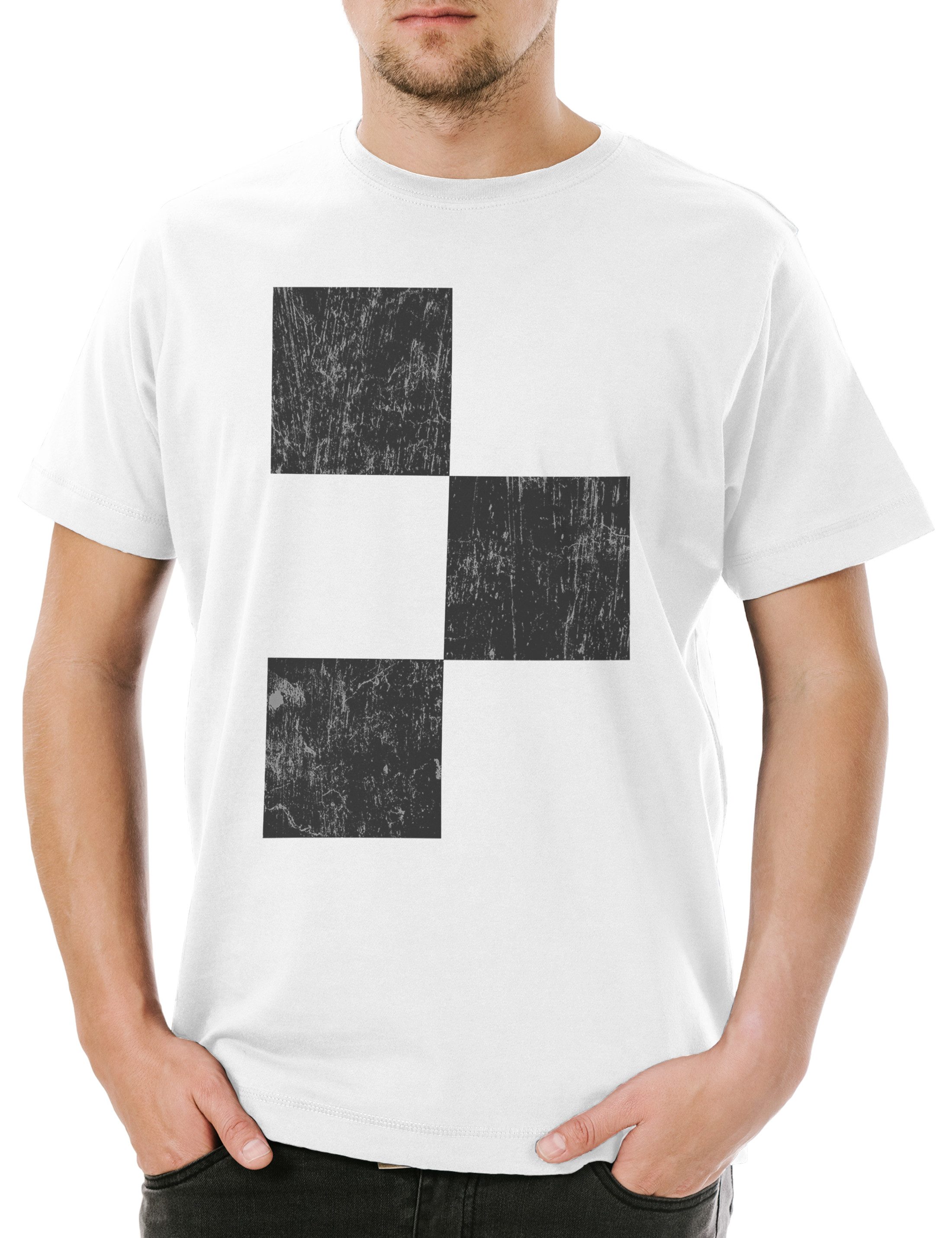 Print-Shirt Racing Flag Squares Herren T-Shirt Race Rally Car Auto Driver Racer