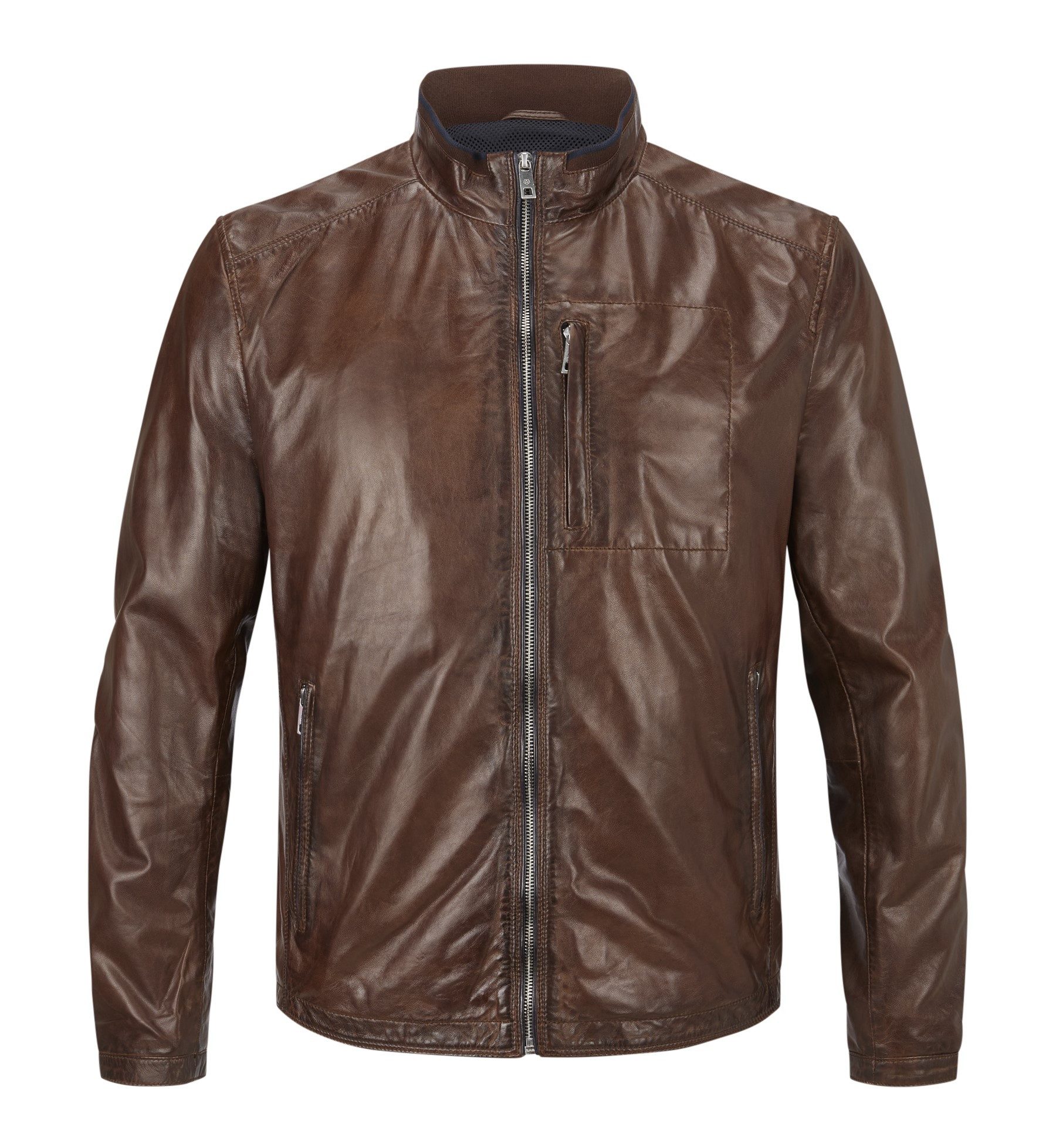 Milestone Lederjacke MSJumper aus feinem Lammleder Stehkragen mit Strickdet günstig online kaufen