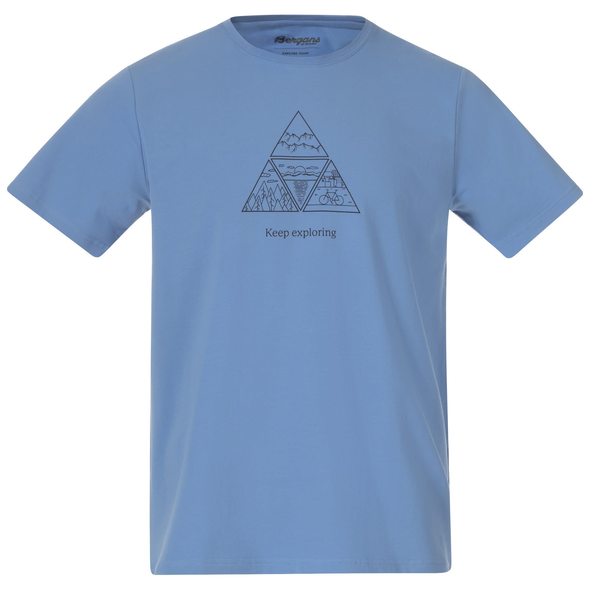 Bergans T-Shirt Bergans Graphic M Tee Herren Kurzarm-Shirt Pacific Blue - Dark Shadow Grey