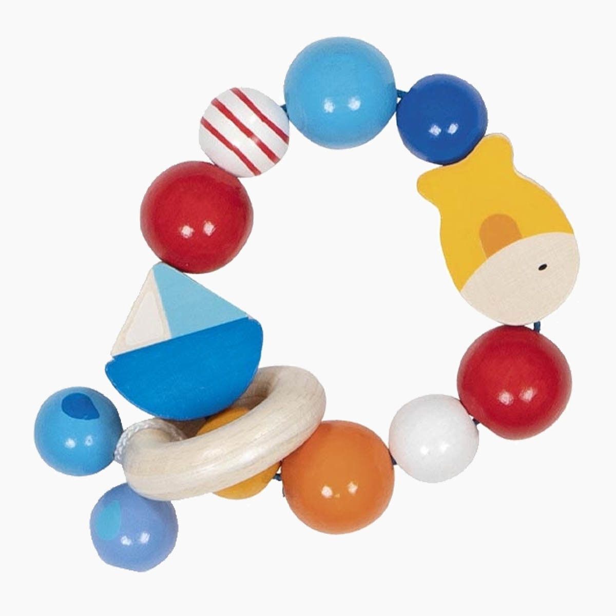 goki Greifspielzeug Greifling Elastik Schiff und Fisch (packung, 1-tlg., set), Ein bezauberndes Holzspielzeug für Babys