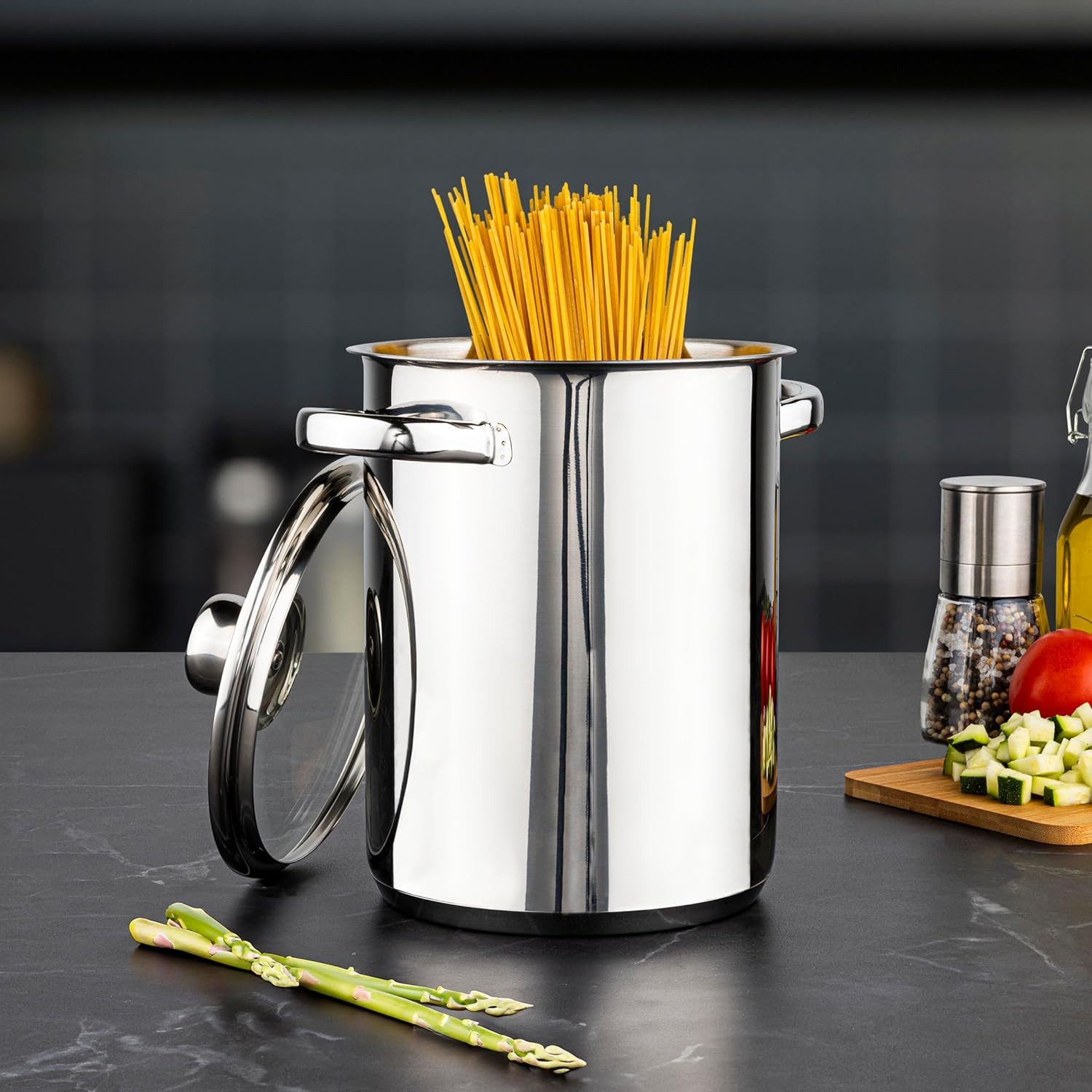 mucHome Spaghettitopf Nudeltopf & Spargeltopf hoher Topf mit Siebeinsatz, für 4 Liter – Bild 4 von 5