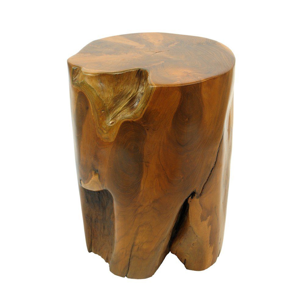 wohnfreuden Sitzhocker Teakholz Hocker Elefantenfuss 40 cm lasiert, 1007