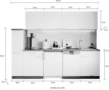 RESPEKTA Küche Oliver, Breite 225 cm, wechselseitig aufbaubar