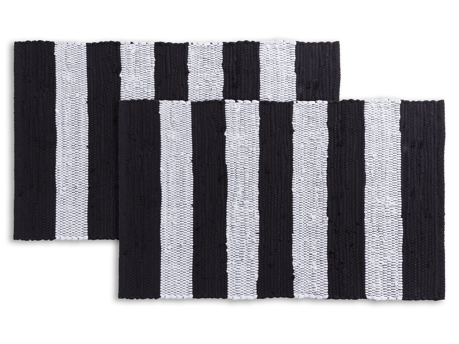 80x50 Teppich Badematte 2er schwarz-weiß groß Baumwolle Badezimmerteppich Set Chindi, Minara