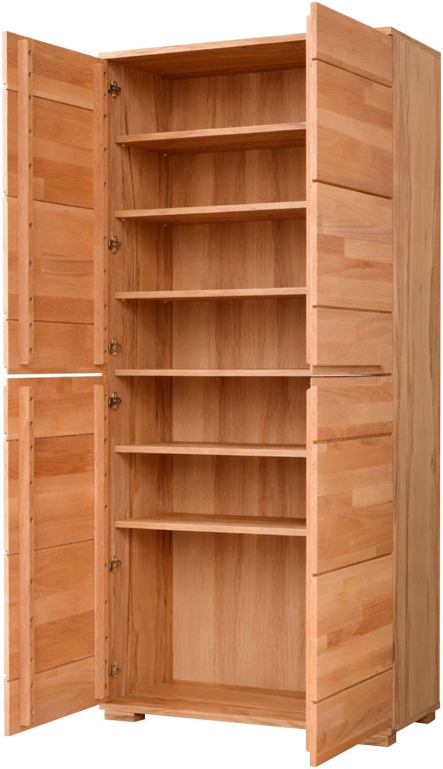 Home affaire Mehrzweckschrank VETRO Mehrzweckschrank, 7 Fächer, Griffmulden, 5variable einlegeboden Kernbuche B/T/H:100/40/190cm, Fronten Massivholz, Kopus Melamin