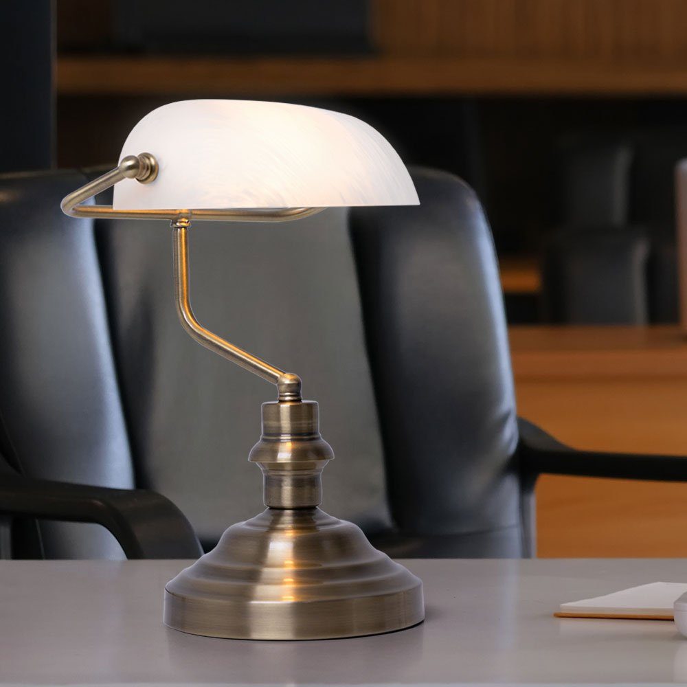 Alabaster Tischleuchte, Warmweiß, RGB 7 Lampe Farbwechsel Tisch inklusive, LED Farbwechsel, Leuchtmittel LED Leuchte Banker etc-shop Watt
