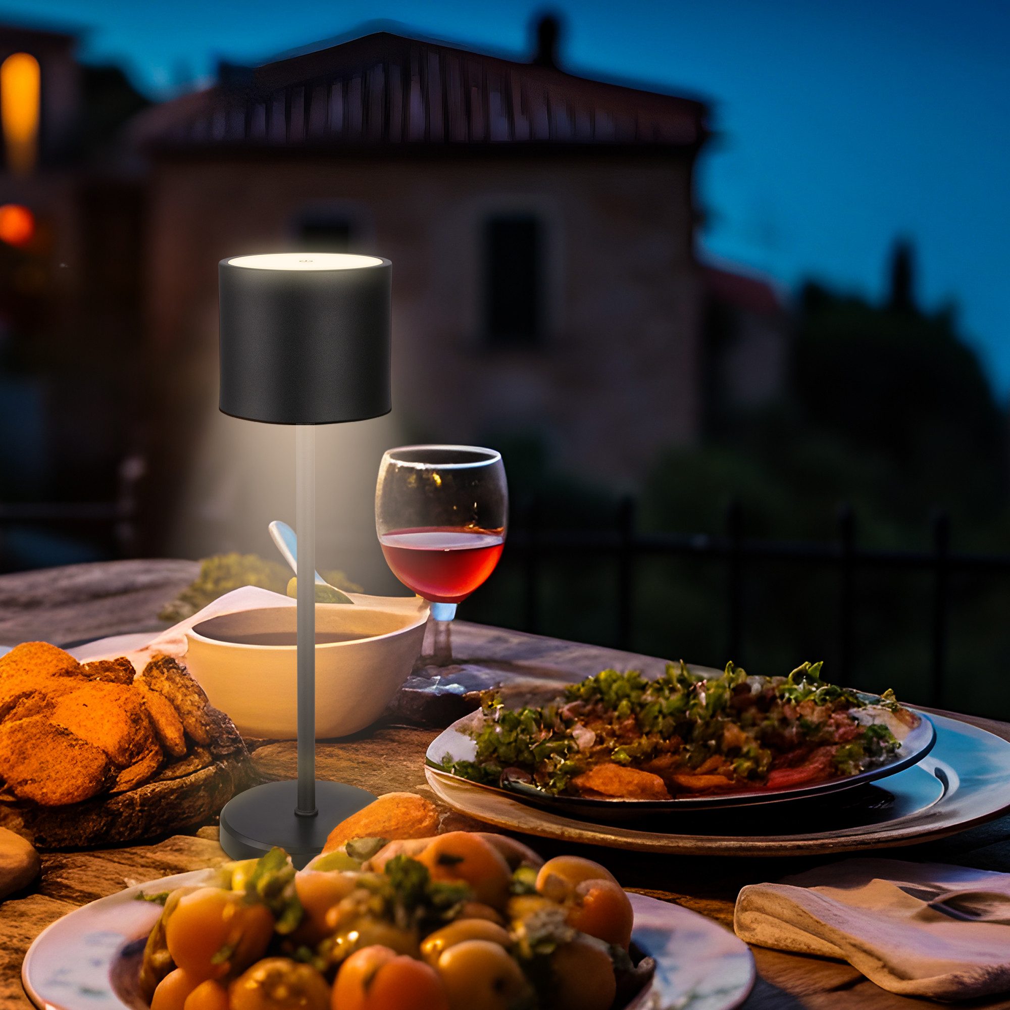 Briloner Leuchten Tischleuchte LED Tischlampe kabellos Wohnzimmer Outdoor, LED fest integriert, 2700K - Extra - Warmweiß, LED Tischlampe kabellos 38,5x12,5cm Anthrazit 4,5W Wohnzimmer