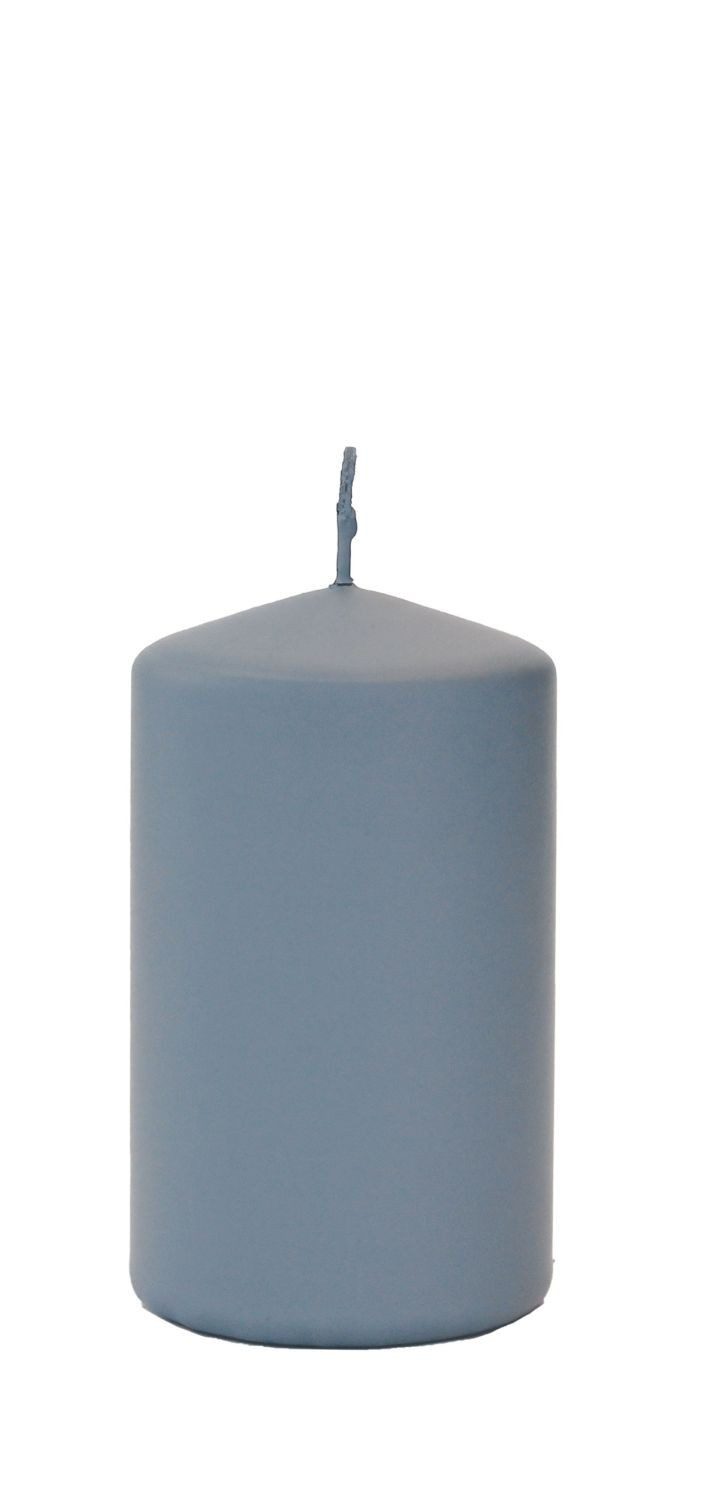 INNA-Glas Stumpenkerze LYCANTHIA, Frosted Pastel, grau, 10cm, Ø6cm, 33h