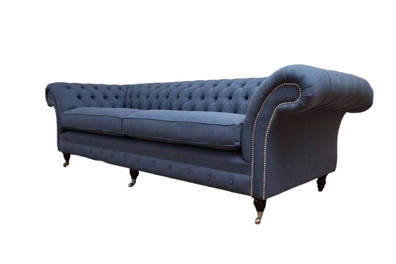 Blau JVmoebel 1 Stoff Sofa Made Sofa Polster, Teile, Design Europe 4 In Chesterfield Sitzer Couch