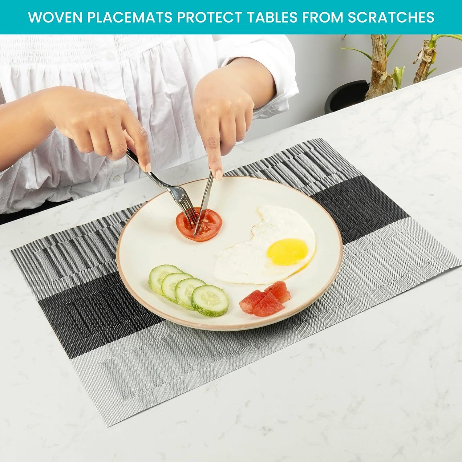Belle Vous Platzset Belle Vous 6er Tischsets PVC, grau/schwarz, rutschfest