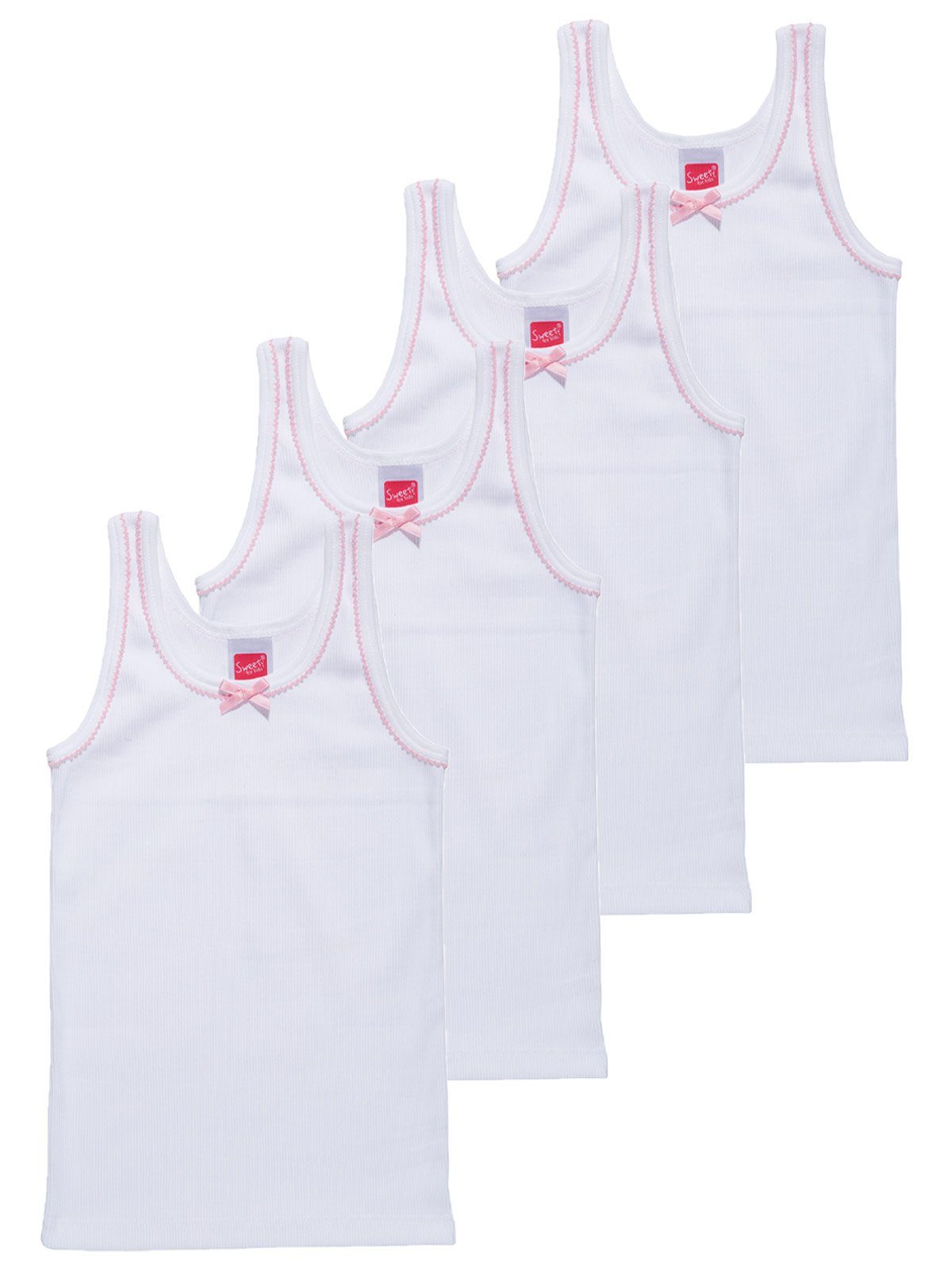 Markenqualität Sweety 4er for Achselhemd hohe Unterhemd Mädchen 4-St) Sparpack Doppelripp (Spar-Set, weiss Kids