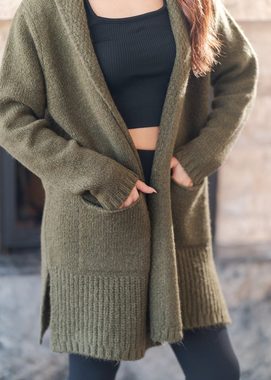 Authentic Klein Strickjacke Lange Strickjacke mit Schalkragen in Unifarben Einheitsgröße