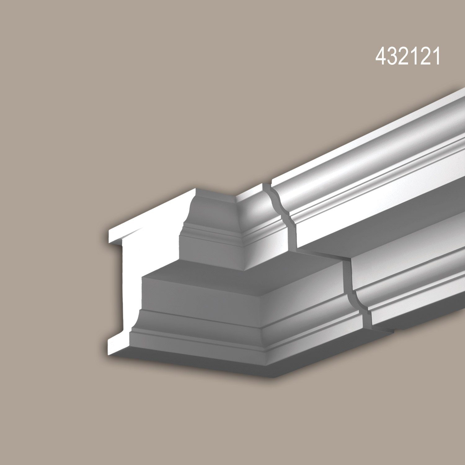 Eckprofil 432121 (Eckelement, 1-St., Innenwinkel für Eckleiste, Fassadenprofil, Zierleiste, Stuckleiste 432101), weiß, vorgrundiert, für Fassadendekoration