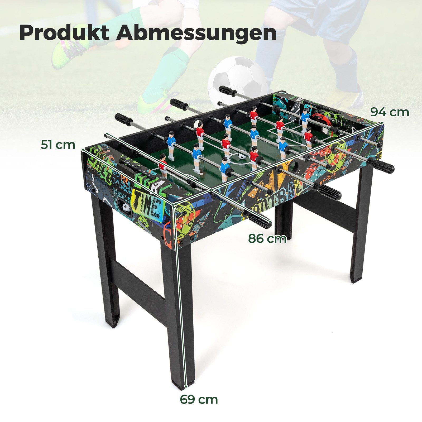 COSTWAY Kickertisch, 2 in 1 Tischfußballspiel mit abnehmbaren Beinen, Holz