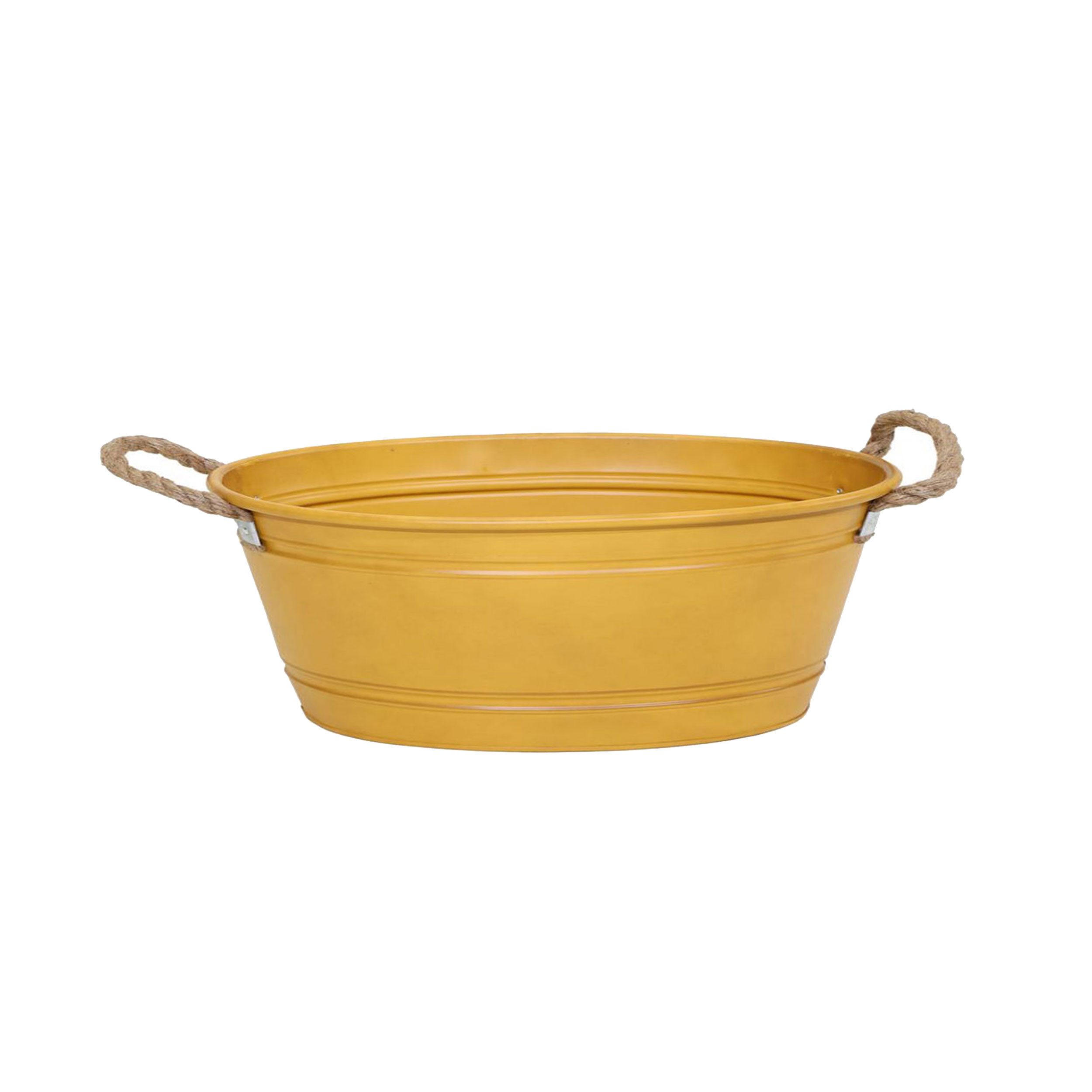 colourliving Blumentopf Pflanztopf "Beat" oval aus Metall mit Kordelgriffen, L 52x37x28 cm, Dekorative Kordelgriffe aus Naturmaterial