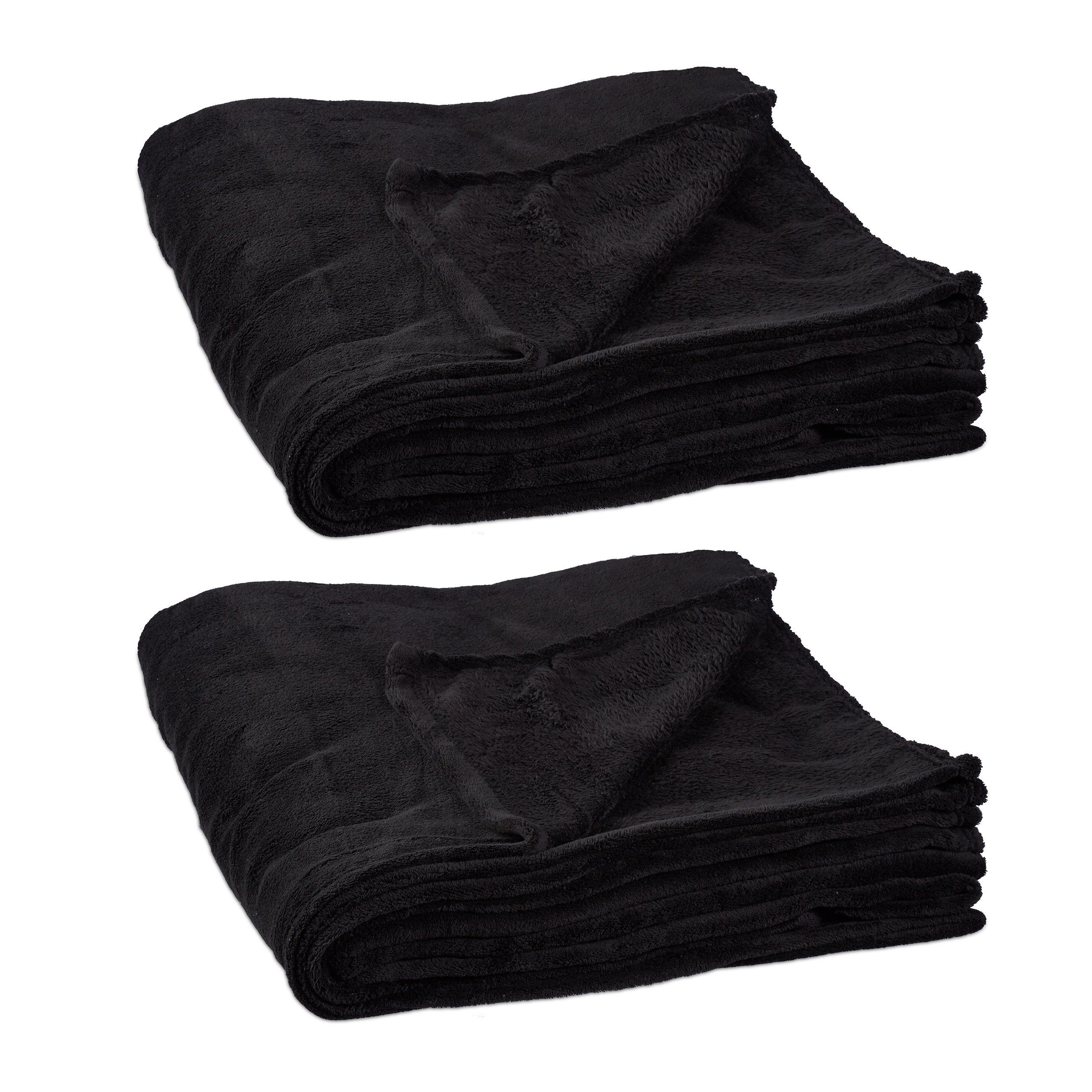 Wohndecke 2 x Kuscheldecke extragroß schwarz