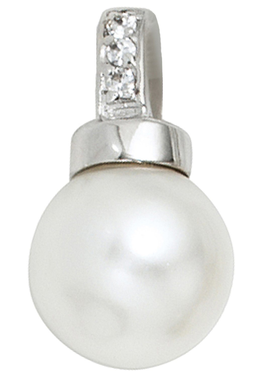 JOBO Perlenanhänger Anhänger mit Perle, 925 Silber mit synthetischer Perle  und Zirkonia, Höhe ca. 18,6 mm, Breite ca. 10,2 mm, Tiefe ca. 10,3 mm | Kettenanhänger