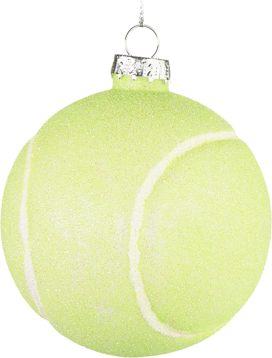 BRUBAKER Weihnachtsbaumkugel Tennisball - Handbemalte Anhänger Weihnachtsdeko Christbaumschmuck 8 Tennisspieler - Baumkugel - cm St), Weihnachtskugel Tennis für Deko - Glas (1