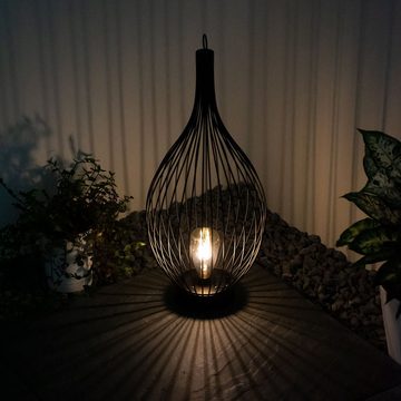 etc-shop Außen-Deckenleuchte, LED-Leuchtmittel fest verbaut, Warmweiß, 2x LED Solar Außen Hänge Lampe Terrassen Hof Käfig Design