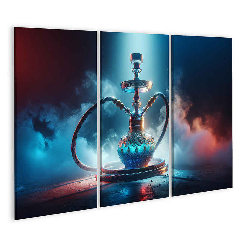 islandburner Leinwandbild Geheimnisvolle Shisha mit blauer Glasbasis und mystischem Nebel