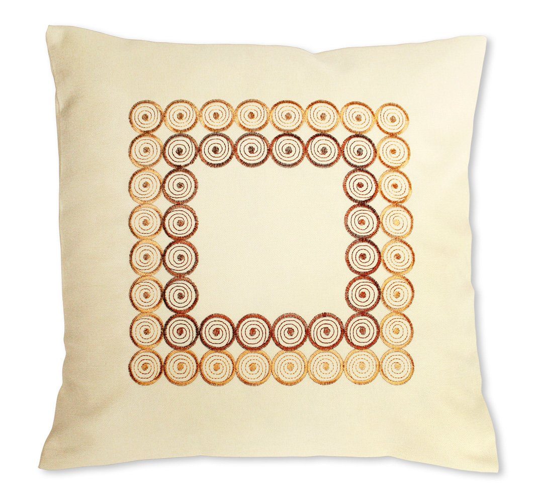 Haus und Deko Kissenbezüge Kissenhülle Retro Leinenoptik bestickt Kissenbezug Deko Kissen 40x40, (1 Stück)