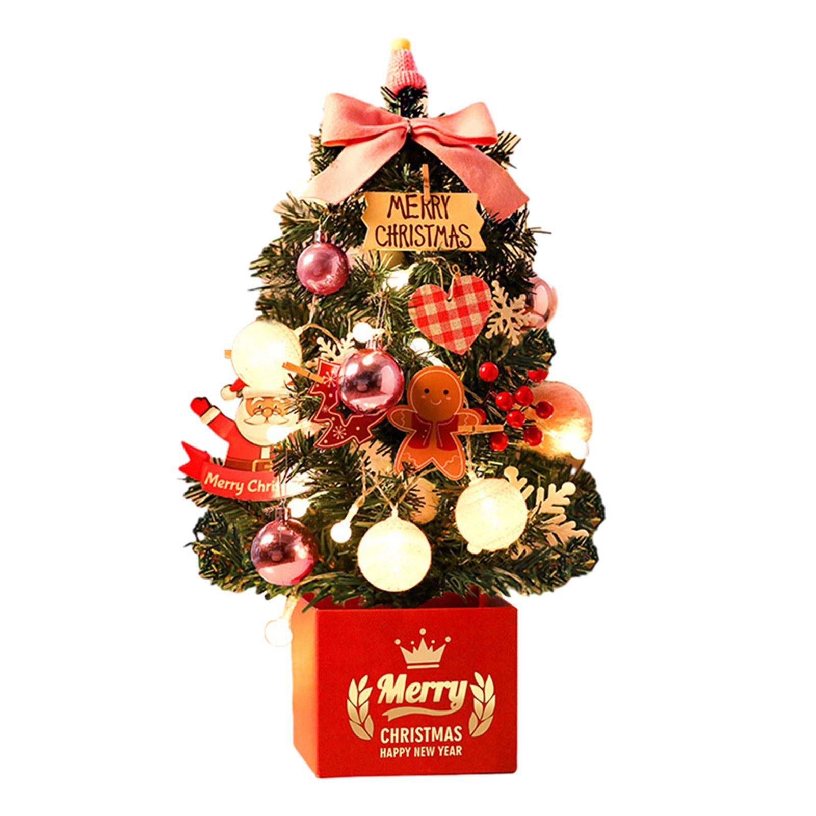 Blusmart Christbaumschmuck Mini-Weihnachtsbaumschmuck, 45 Cm, Rot/Gold/Rosa, Personalisierte