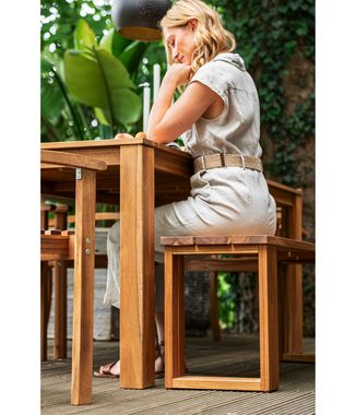 Dehner Balkonset Gartenbank Macao, 2-Sitzer, 115 x 45 x 35 cm, modern-schlichte Gartenbank aus FSC®-zertifiziertem Akazienholz