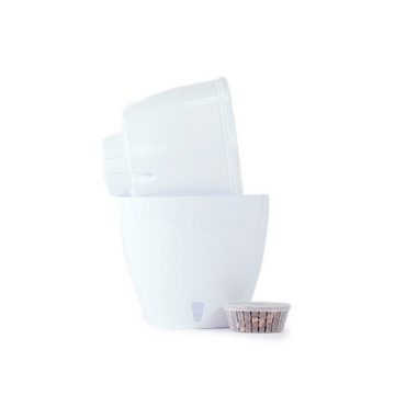 Santino Kräutertopf "Deco Twin" Ø 26.2 cm, H 23.5 cm Weiß + 1x Bohnenkrautsamen mehrj (3 St), selbstbewässernd, nachhaltig, hohe UV-und Witterungsbeständigkeit