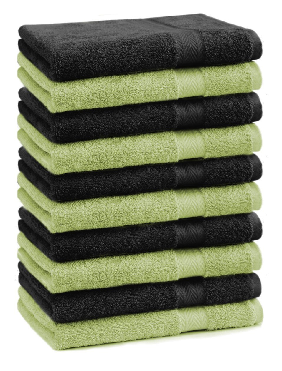 Betz Gästehandtücher 100% cm Gästetuch-Set Premium Stück Baumwolle und apfelgrün 10 schwarz, 30x50 100% Baumwolle Farbe Gästehandtücher