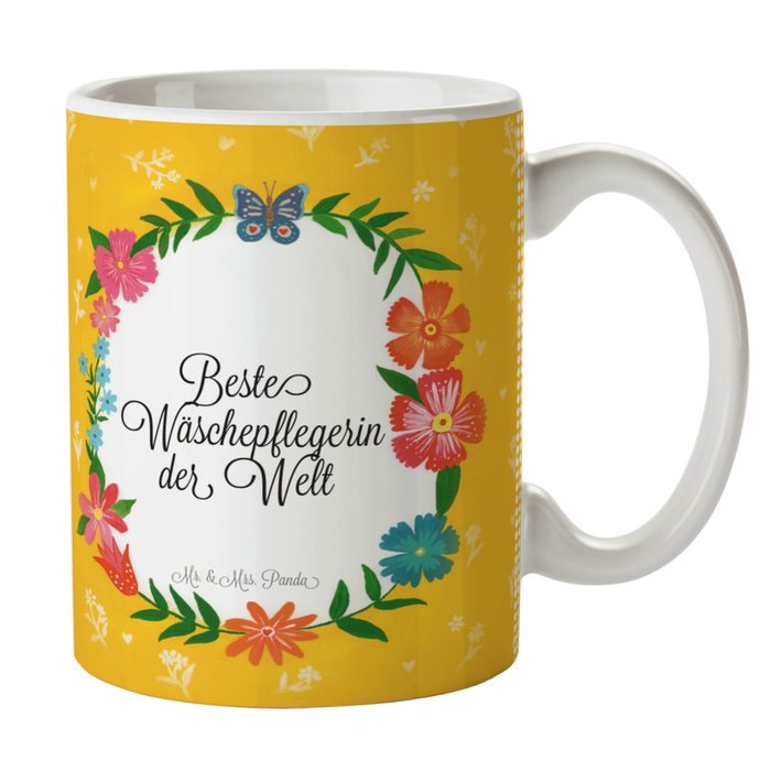 Mr. & Mrs. Panda Tasse Wäschepflegerin - Geschenk Studium Beruf Büro Becher Tee Frühst Keramik