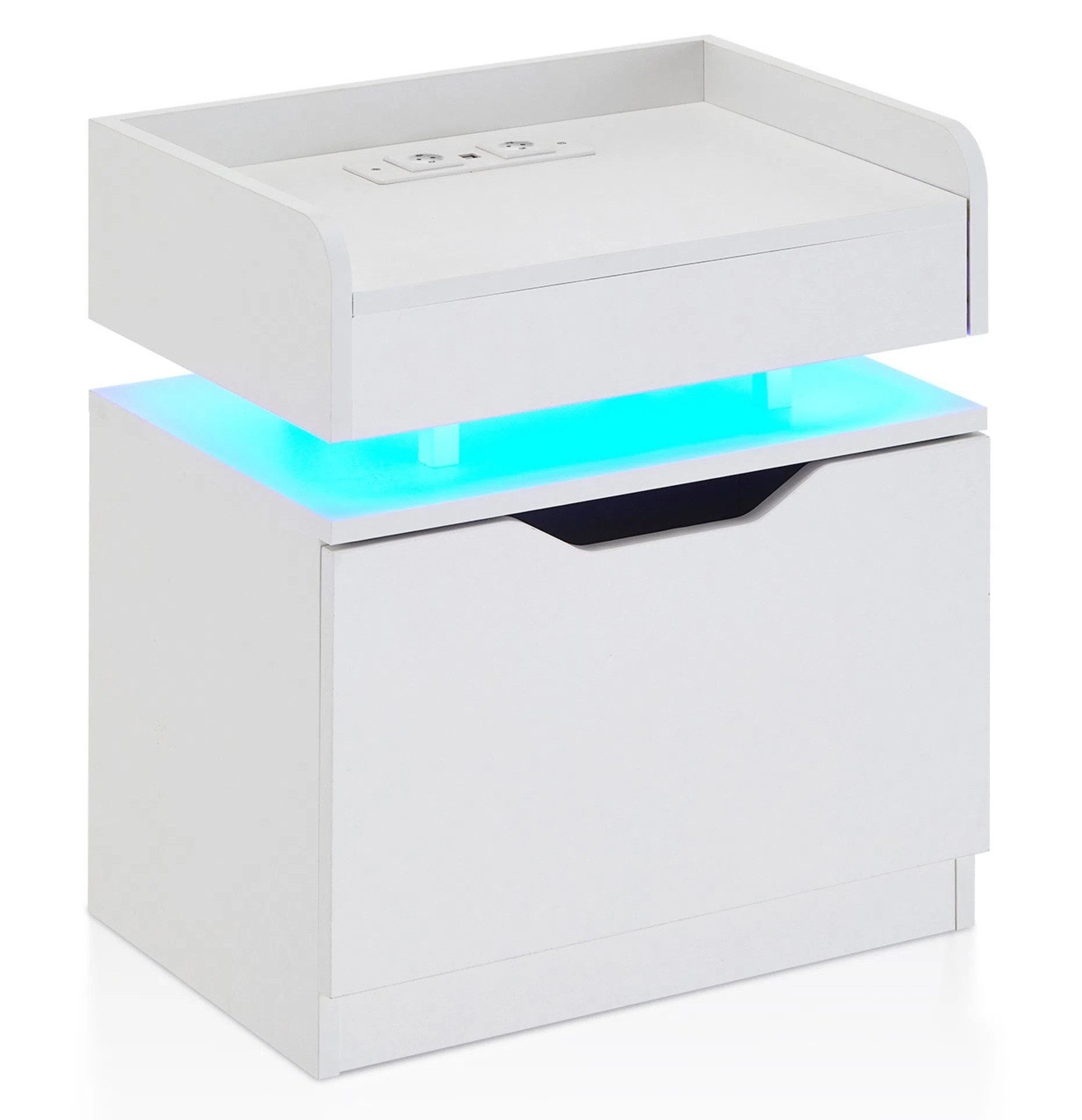 Ofcasa Nachtkommode 50x35x55cm Nachtschrank (1 Nachtkonsole), Nachtkommode mit Verstellbarem LED Licht & USB-Anschluss