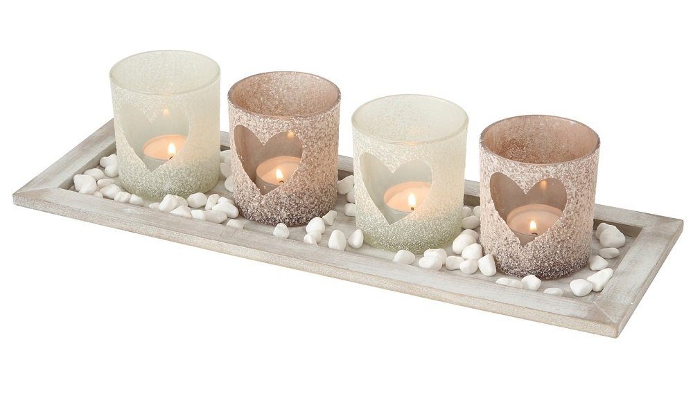 Teelichthalter Windlichtset, 6 tlg., Glas lackiert, Teelicht