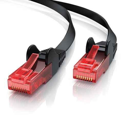 CSL LAN-Kabel, CAT.6, RJ-45 (Ethernet) (25 cm), CAT6 Flachband Netzwerkkabel Gigabit 1000Mbit/s Patchkabel flach 0,25m