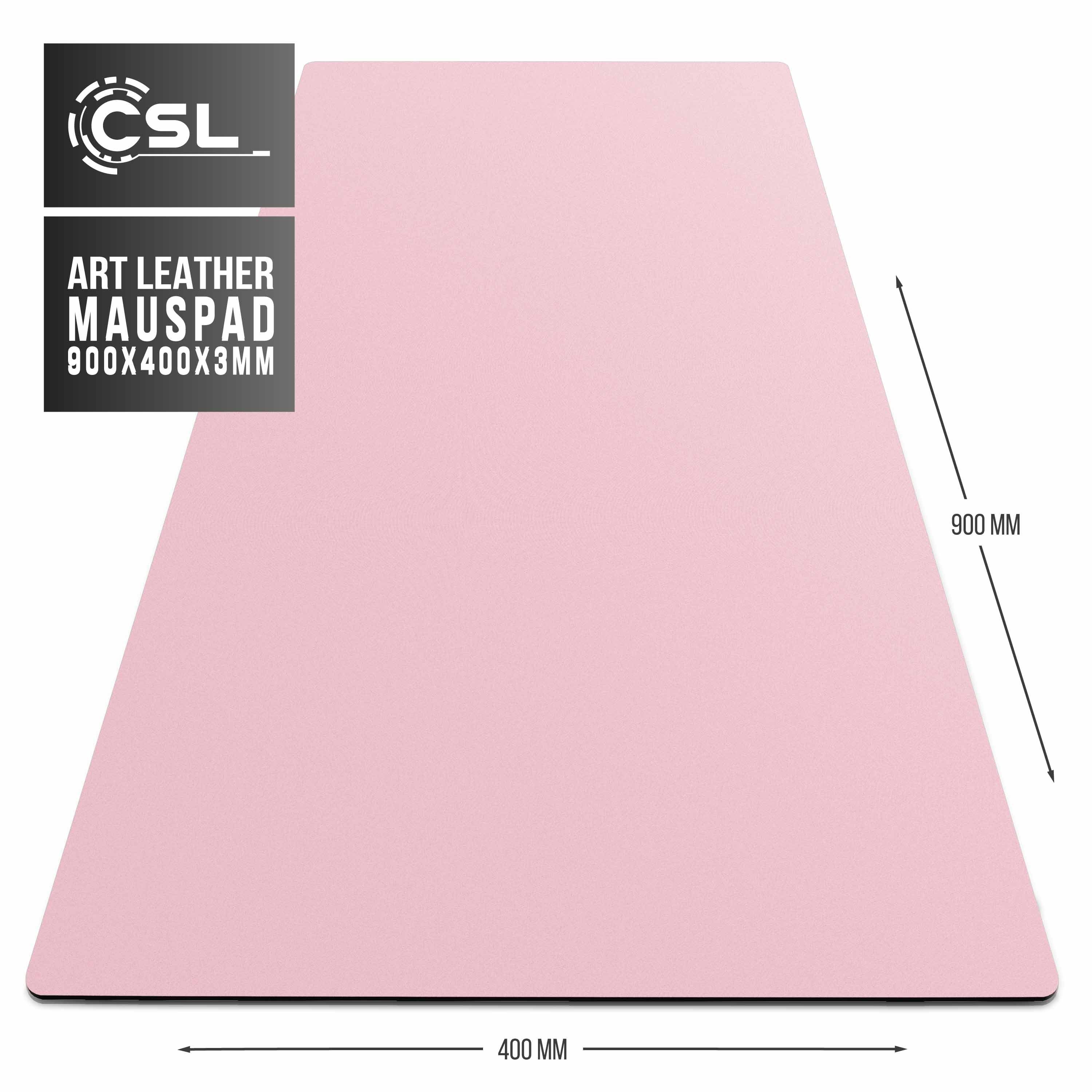 CSL Mauspad XXL Mousepad 900 x 400 x 3 mm, Tischunterlage, Elegante Leder Optik (1-St), rutschfest, abwaschbar, Office Schreibtischunterlage, rose – Bild 5 von 5