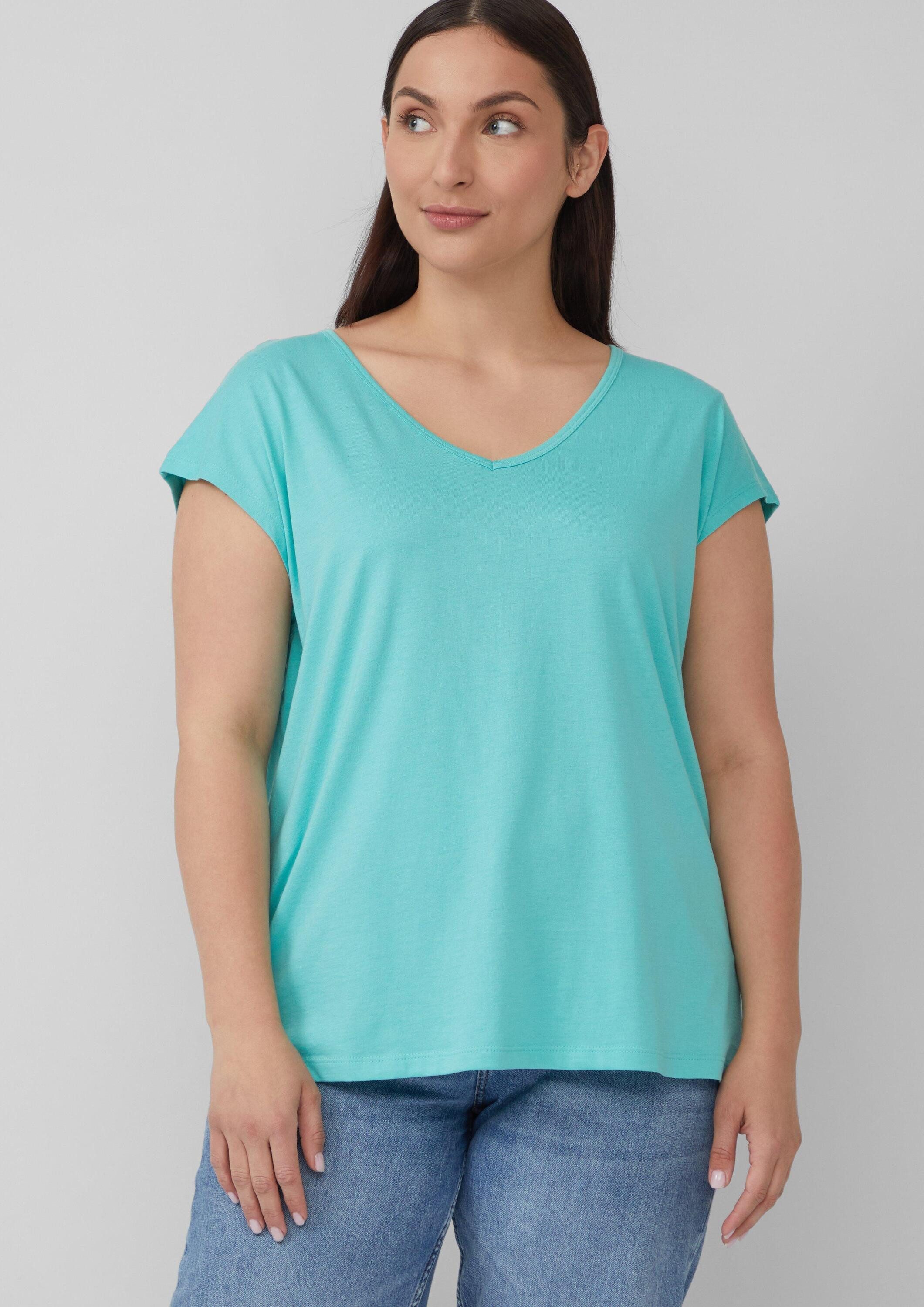 s.Oliver Kurzarmshirt T-Shirt Ärmelloses Relaxed-Fit-Shirt mit Cut-out und Schleife