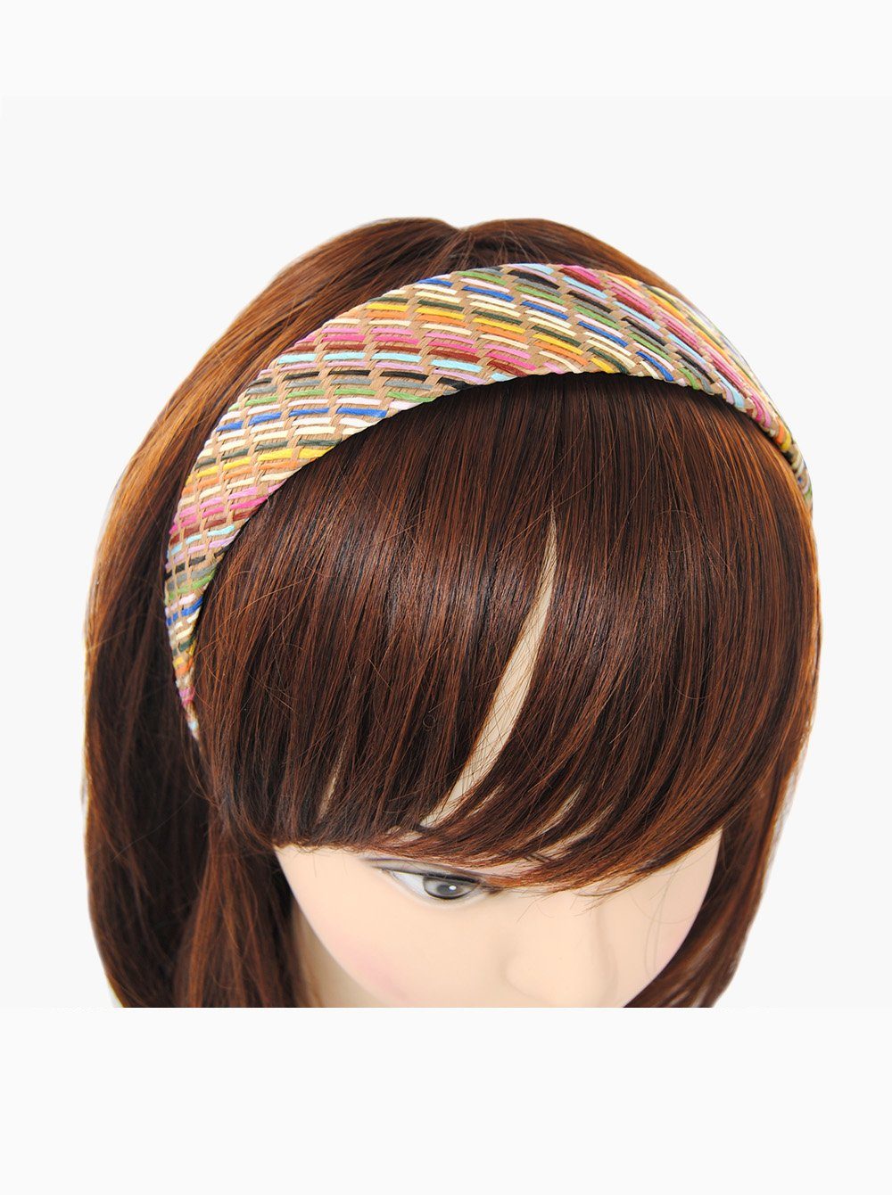 Haareifen Breiter in Haarreif Beige-Bunt Sommerlich Oberfläche, mit axy Haarband geflochtener Damen Bast-Optik Haarreif