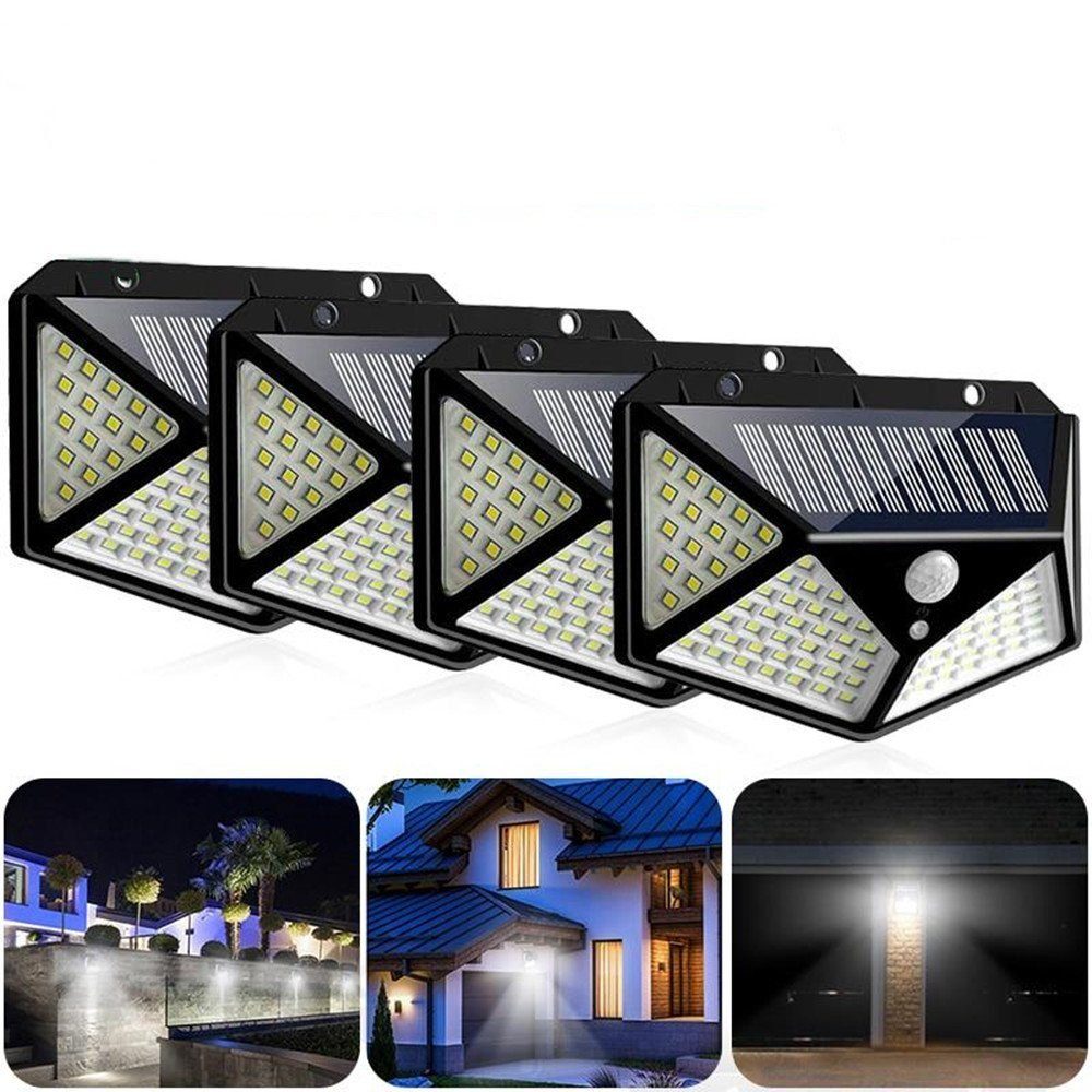 Wasserdichte, Beleuchtung- LED 2200mAh, 270 Außen, integriert, Solarleuchte iscooter Solarlampen mit fest Bewegungsmelder LED 100 ° für Vierseitige Solarleuchte LED 4er Solarleuchte Solarleuchte