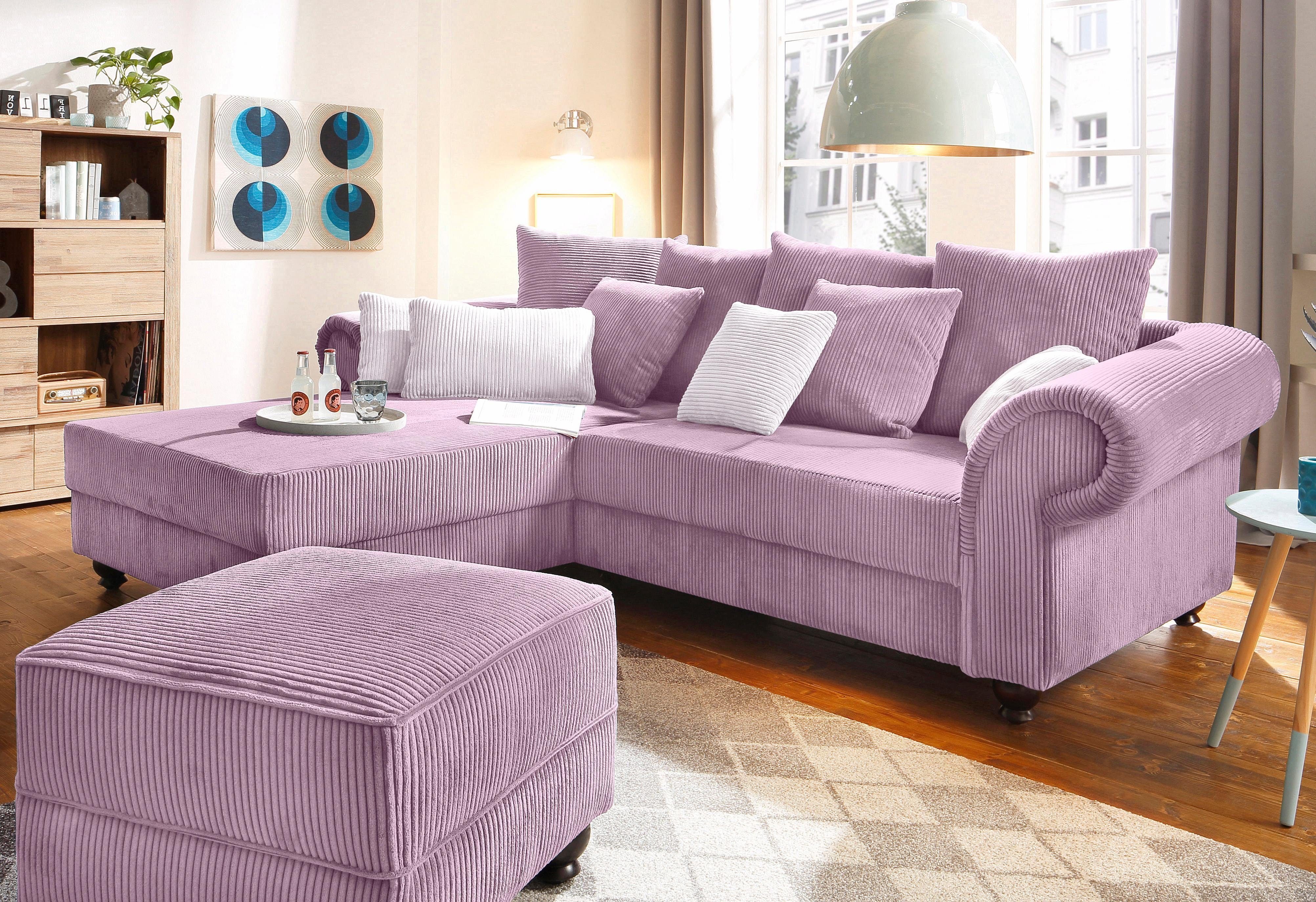 Home affaire Ecksofa King George King Henry, Mega Sofa, Breite 260cm, L-Form, mit Federkern, in legerer Polsterung und vielen Kissen