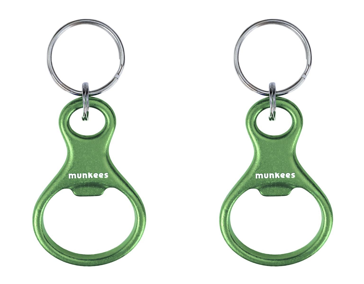 Munkees Flaschenöffner Schlüsselanhänger Achter Doppelpack Grün (Packung, 2-tlg., Einzelartikel), Flaschenöffnerfunktion, kompaktes Design, geringes Gewicht