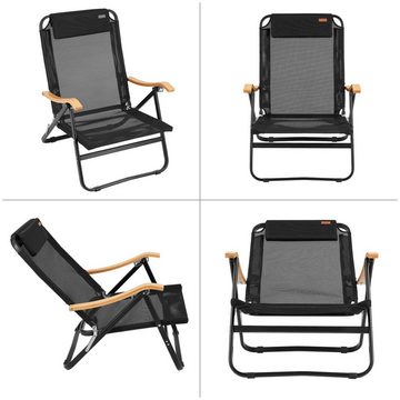 KingCamp Campingstuhl Lounge Chair Hayden Camping Sessel, Stuhl Outdoor XL Niedrig Holz 150 kg