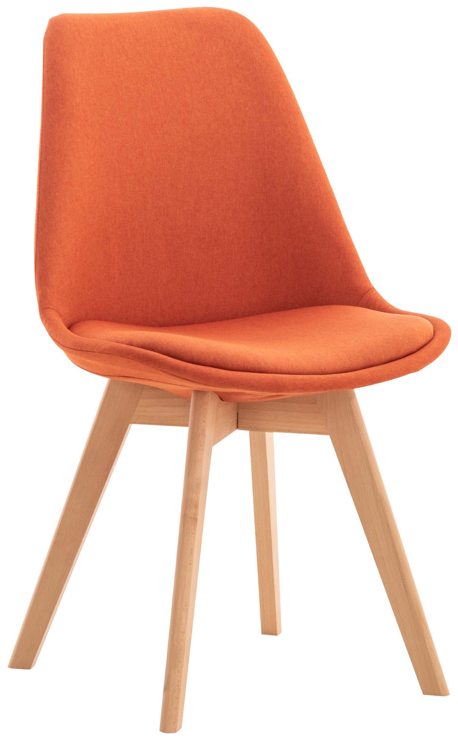 TPFLiving Esszimmerstuhl Lines - Besucherstuhl mit Stoffbezug (Küchenstuhl - Gestell Buchenholz natura), Maße (TxBxH): 50 x 49 x 83cm - Farbe: orange