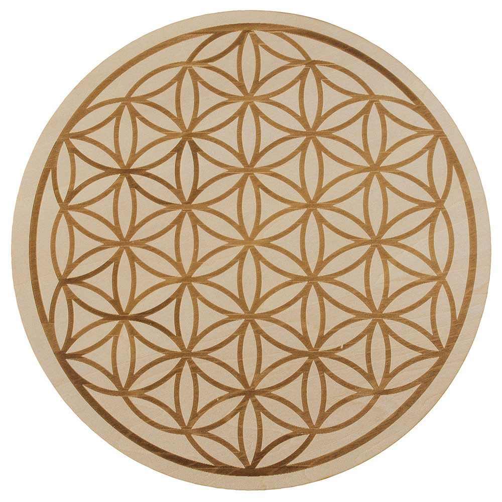 Saraswati Getränkeuntersetzer Untersetzer "Blume des Lebens" Lindenholz gelasert 10cm