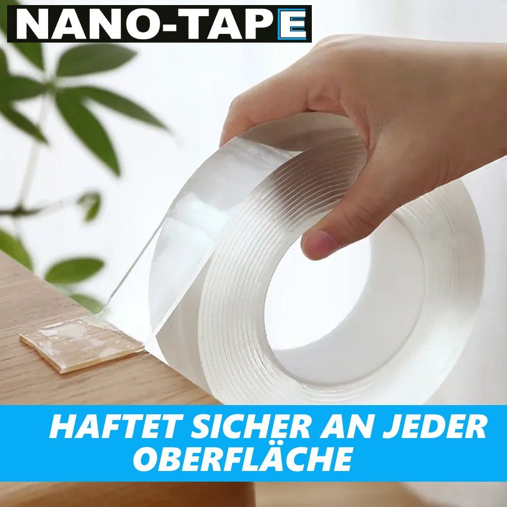 MAVURA Doppelklebeband NANO-TAPE Premium Nano Stark Klebeband ultra stark Tape doppelseitig extra Kleber (3,65€/m) Klebe Band doppelseitiges waschbar