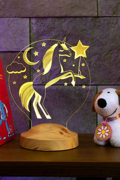 Geschenkelampe LED Nachttischlampe Einhorn 3D Nachtlicht Kinderzimmer Deko Geschenk für Mädchen, Leuchte 7 Farben fest integriert, Geburtstagsgeschenk für Babys, Mädchen, Enkelin, Tochter