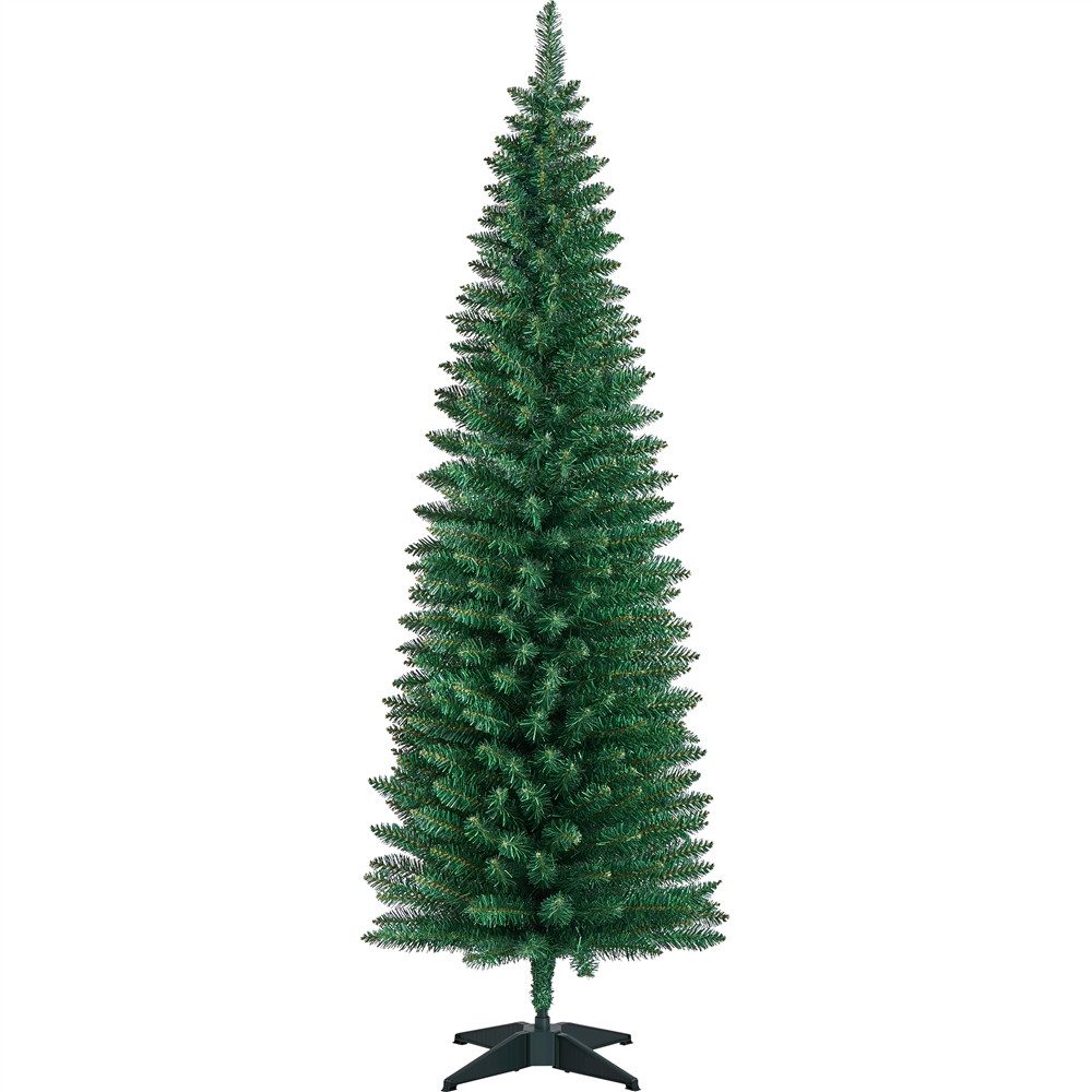 Yaheetech Künstlicher Weihnachtsbaum 154/183/215 cm H Bleistift Weihnachtsbaum für Flur & Wohnzimmer, Christbaum Künstlicher Tannenbaum Großer Weihnachtsbaum
