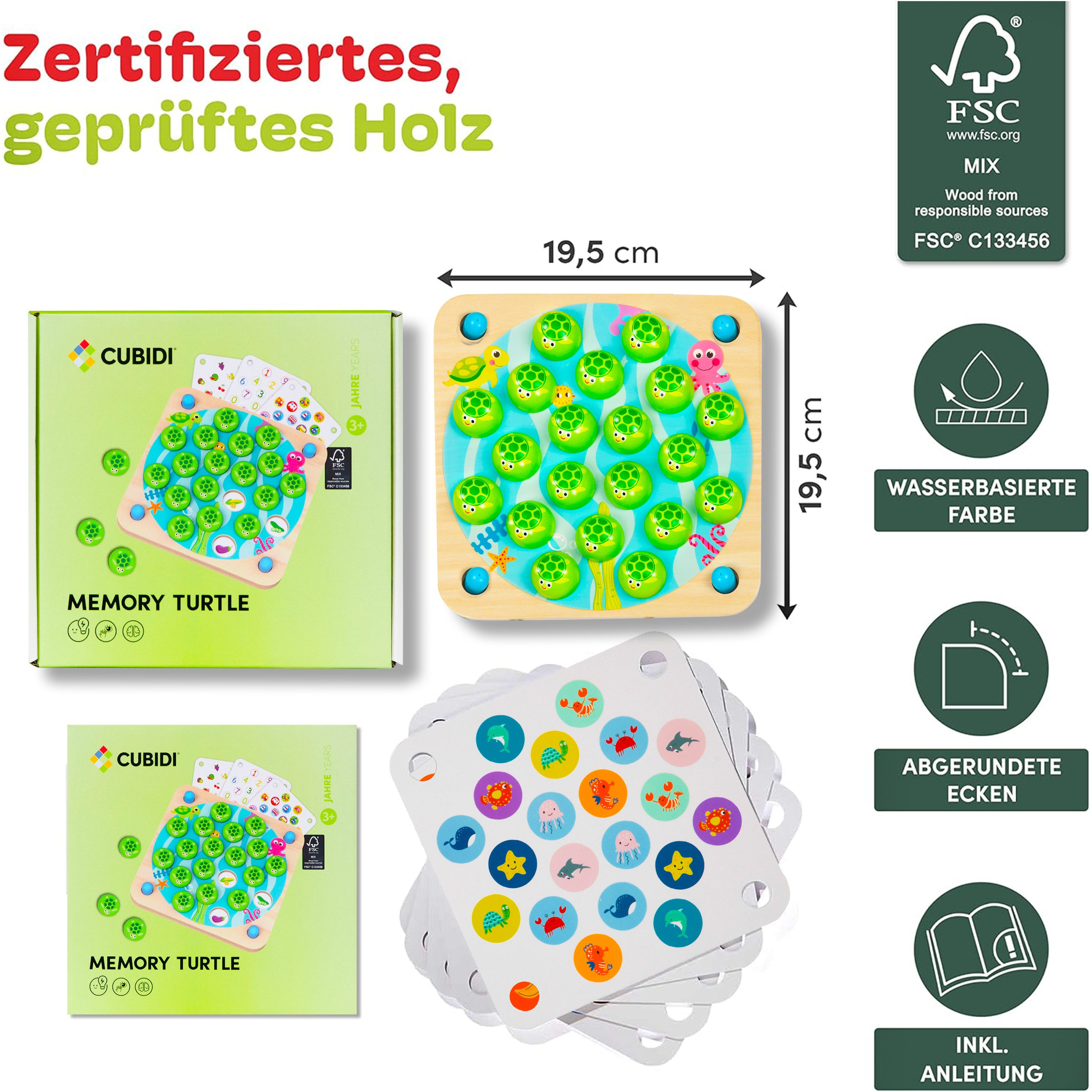 Cubidi Lernspielzeug Memory für Kleinkinder⎥ Montessori Spielzeug aus Holz (Fördert motorische Entwicklung & Gedächtnis), Holzspielzeug für Jungen und Mädchen ab 3 Jahre