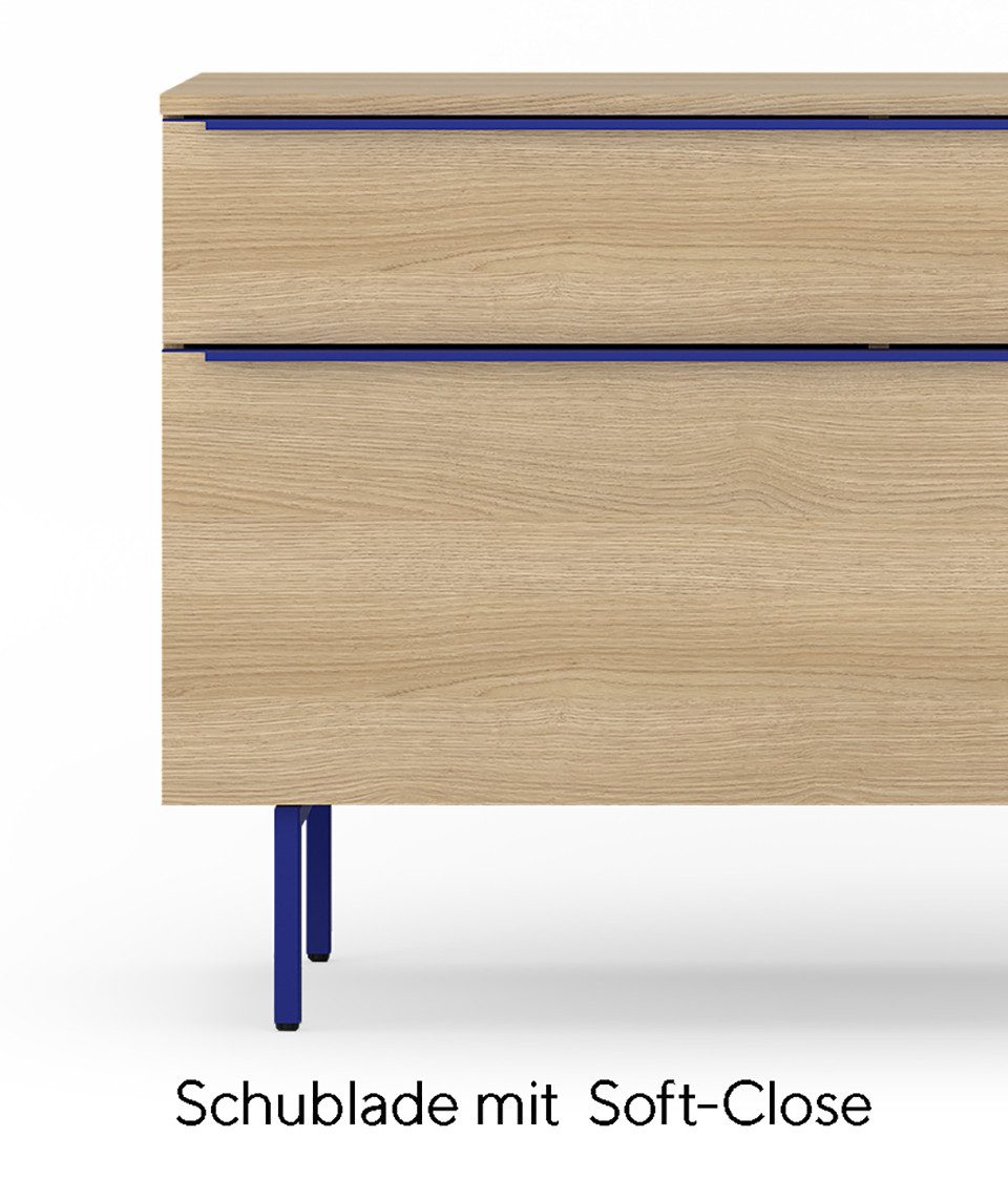 TOM TAILOR HOME Sideboard COLOR PUZZLE Low cabinet 03 - 1S 1K, farbige Griffe u. Füße, Breite 1100 mm – Stauraum mit besonderen Farbkick
